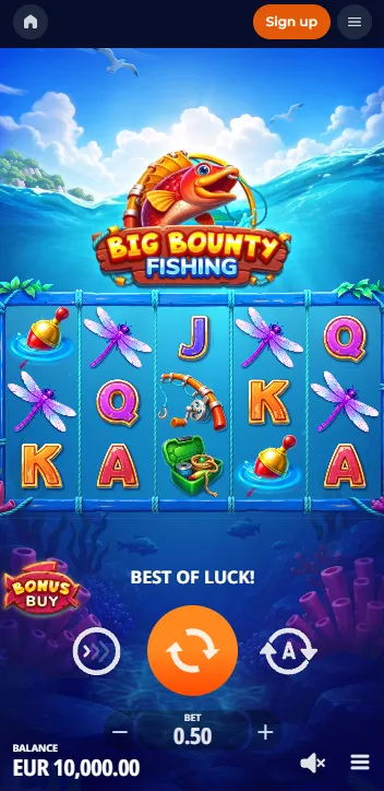 NineCasino mobile site showing casino games and navigation