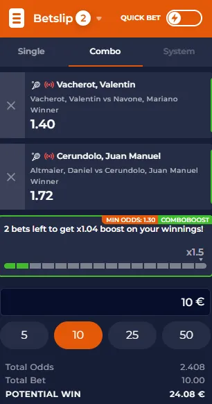 Cash Out option displayed in betting slip