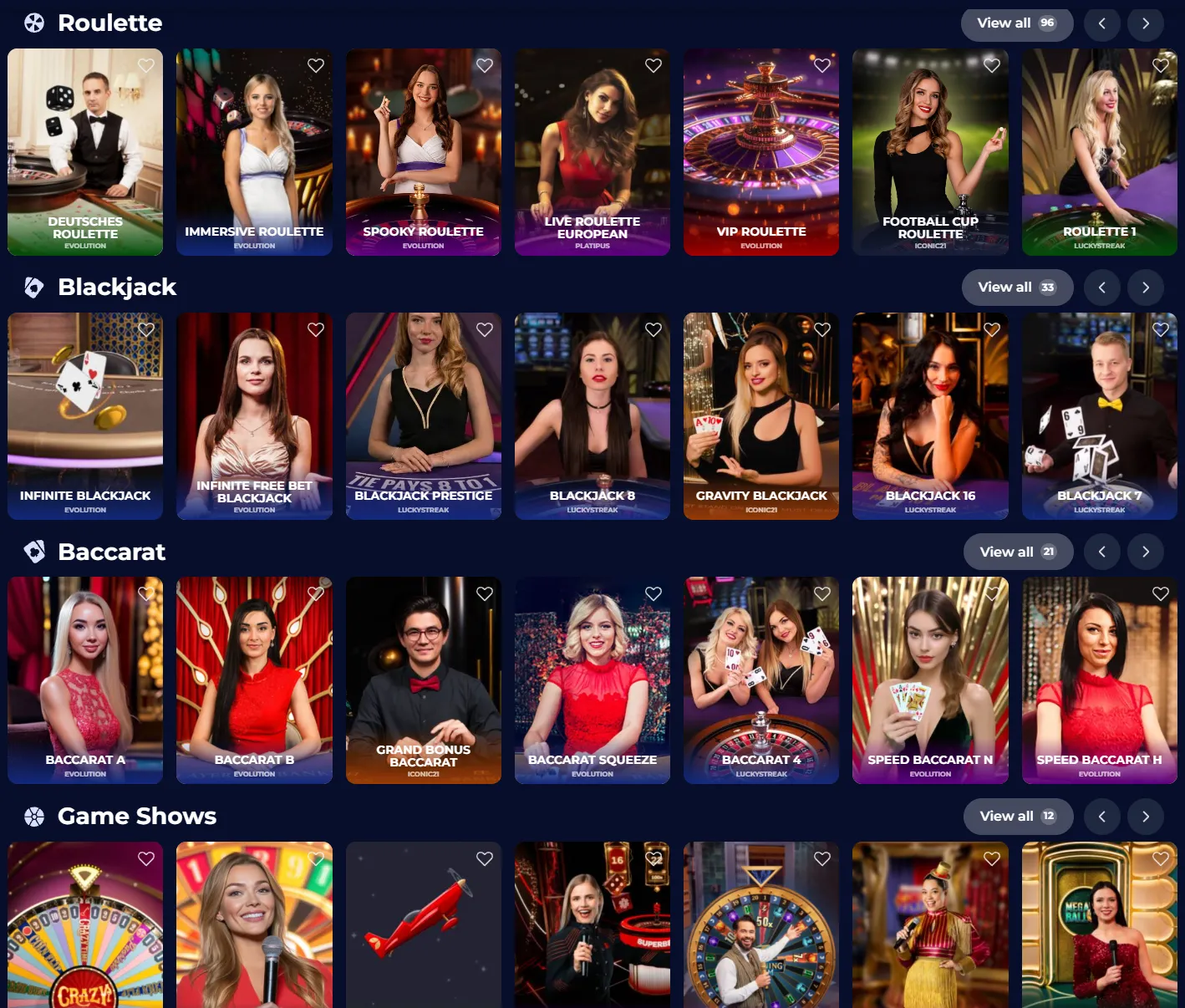 NineCasino jackpot and bonus game categories