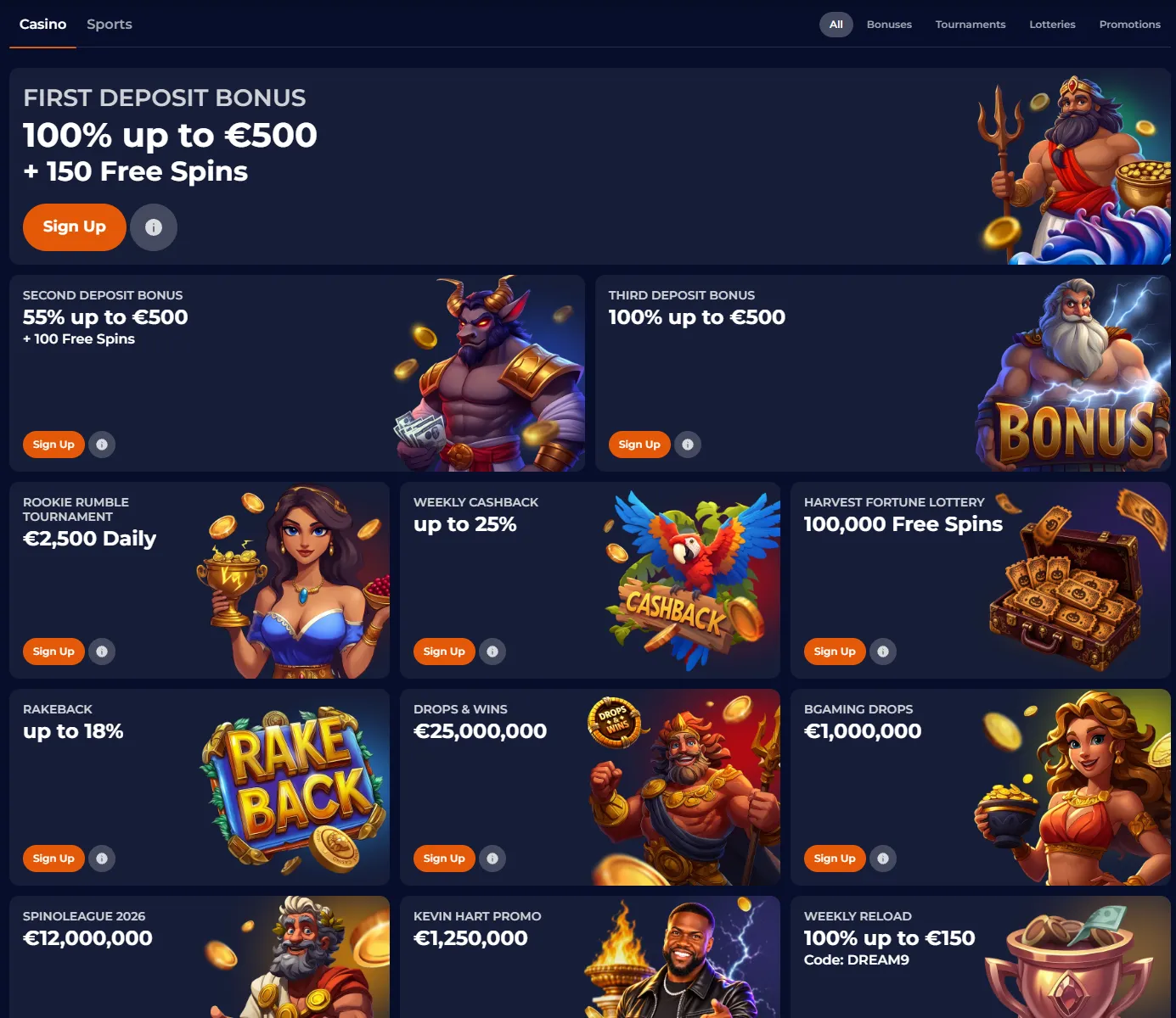 Nine Casino promotions